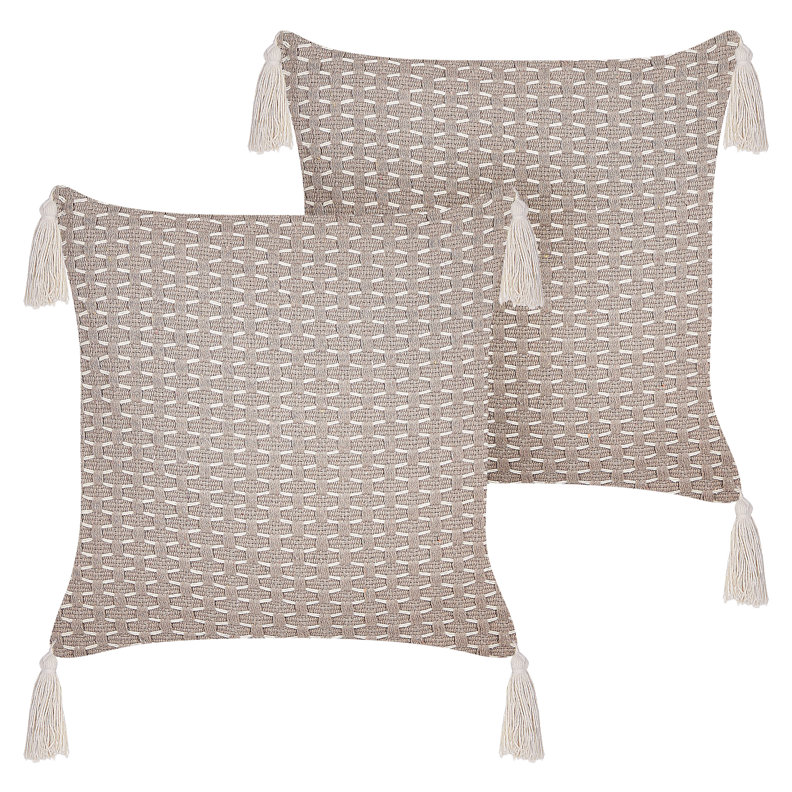 Set med 2 prydnadskuddar HAKONE 42 x 42 cm Taupe Geometriskt tryck