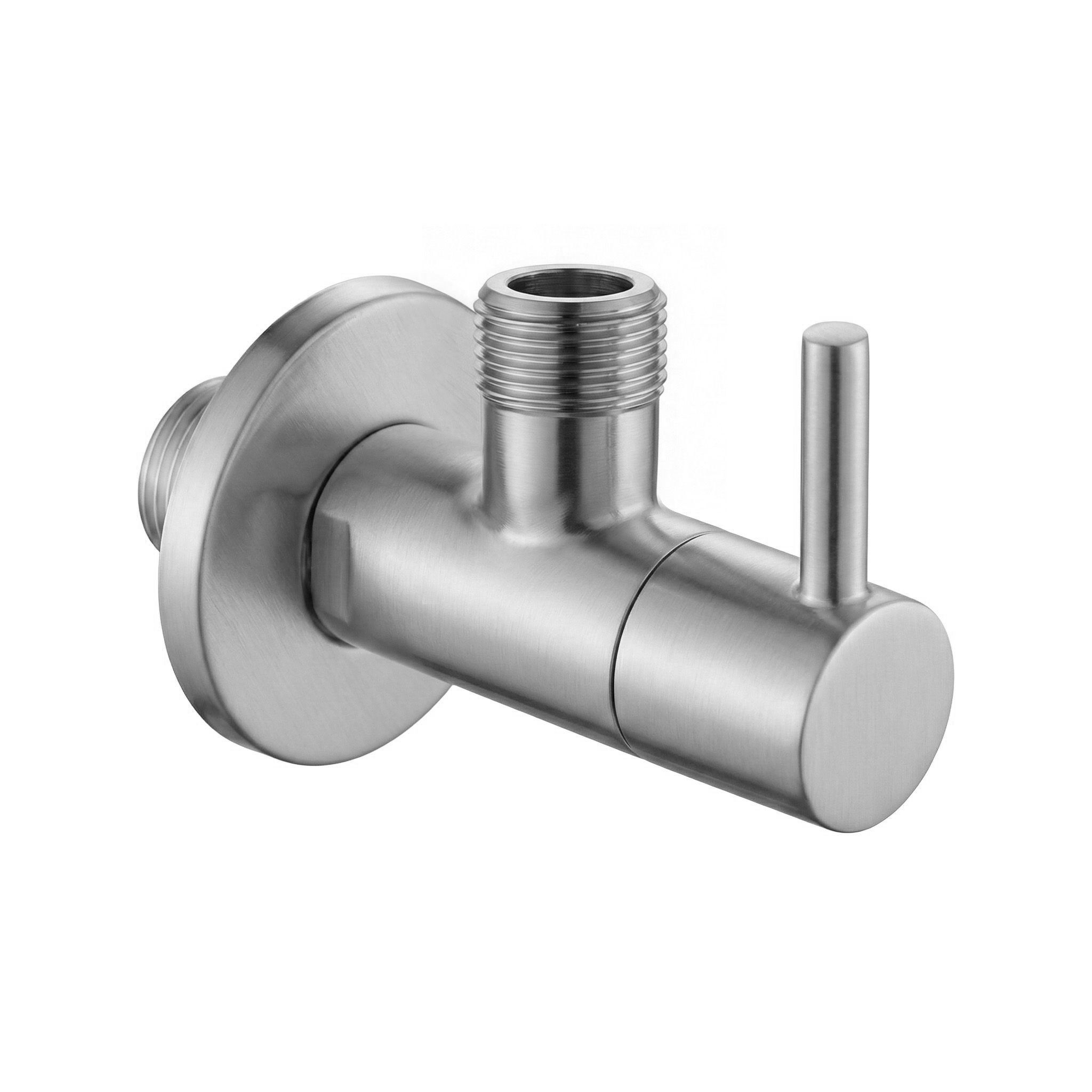 REA vinkelventil 01 1/2" x 3/8" , Borstat stål, 7,1x5x5cm
