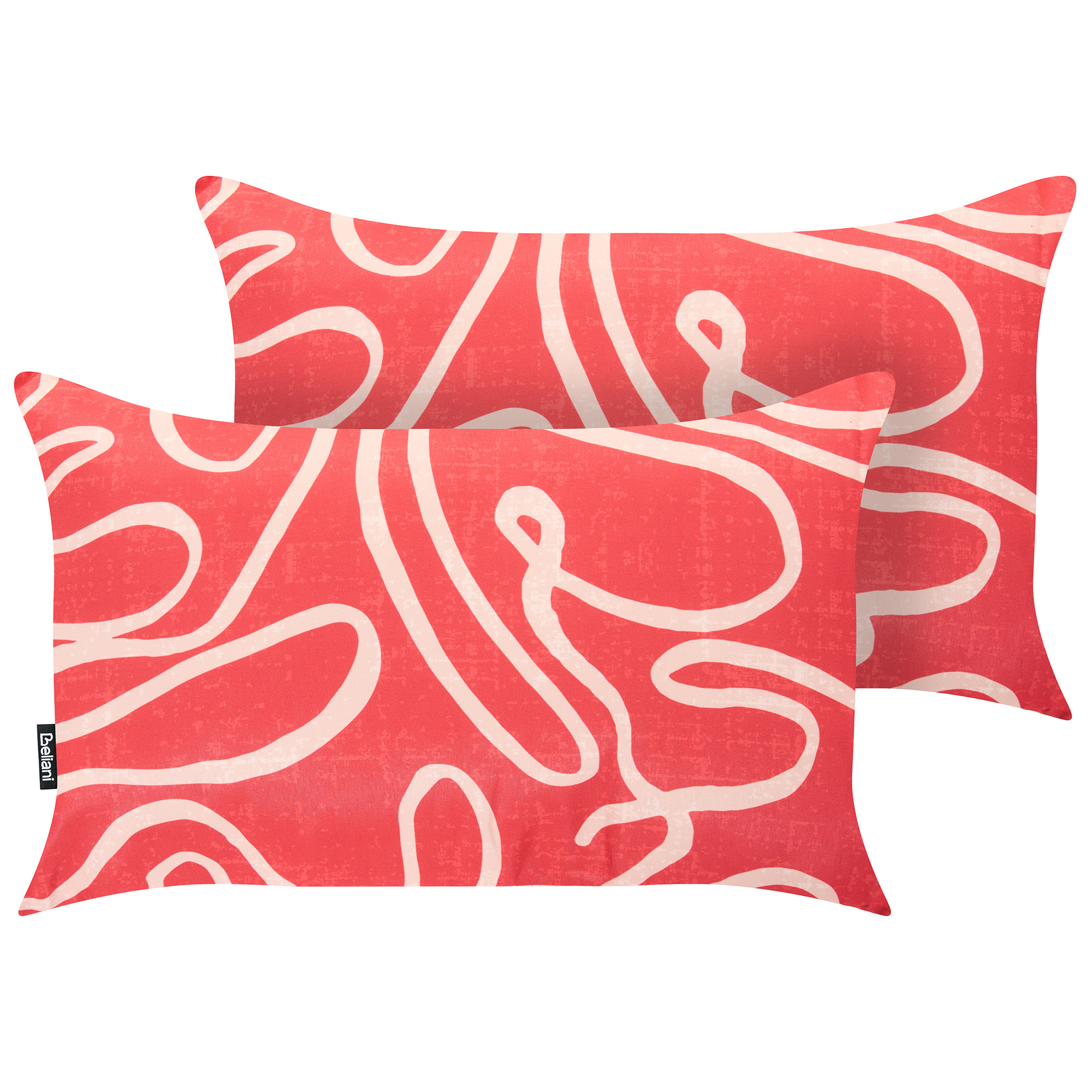 Set med 2 utomhusdynor KERRIA Abstrakt tryck 30 x 50 cm Röd