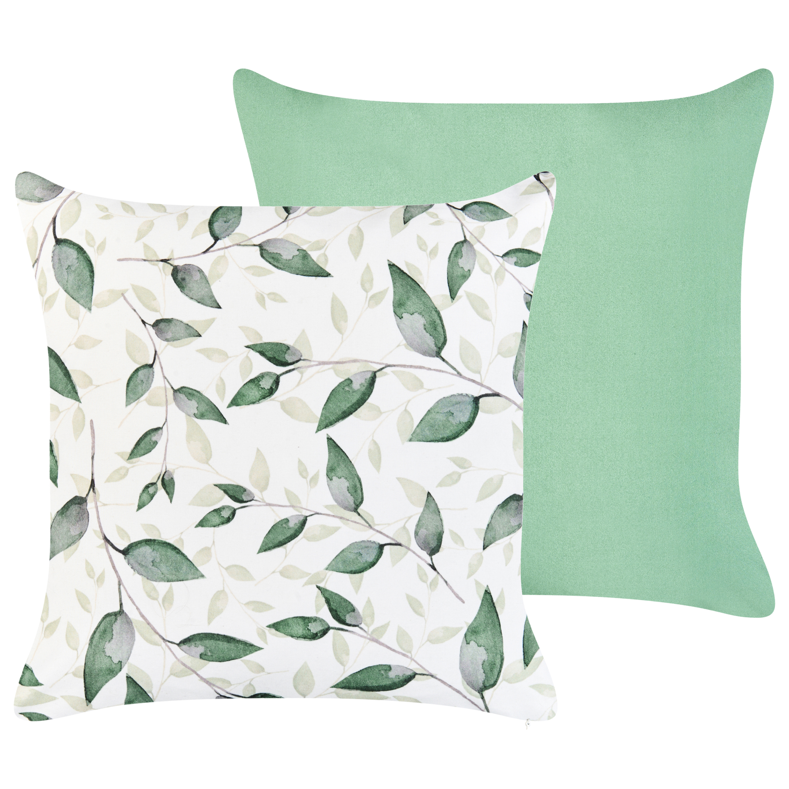 Set med 2 utomhusdynor FLYLEAF Växtmotiv 45 x 45 cm Grön