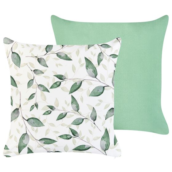 Set med 2 utomhusdynor FLYLEAF Växtmotiv 45 x 45 cm Grön