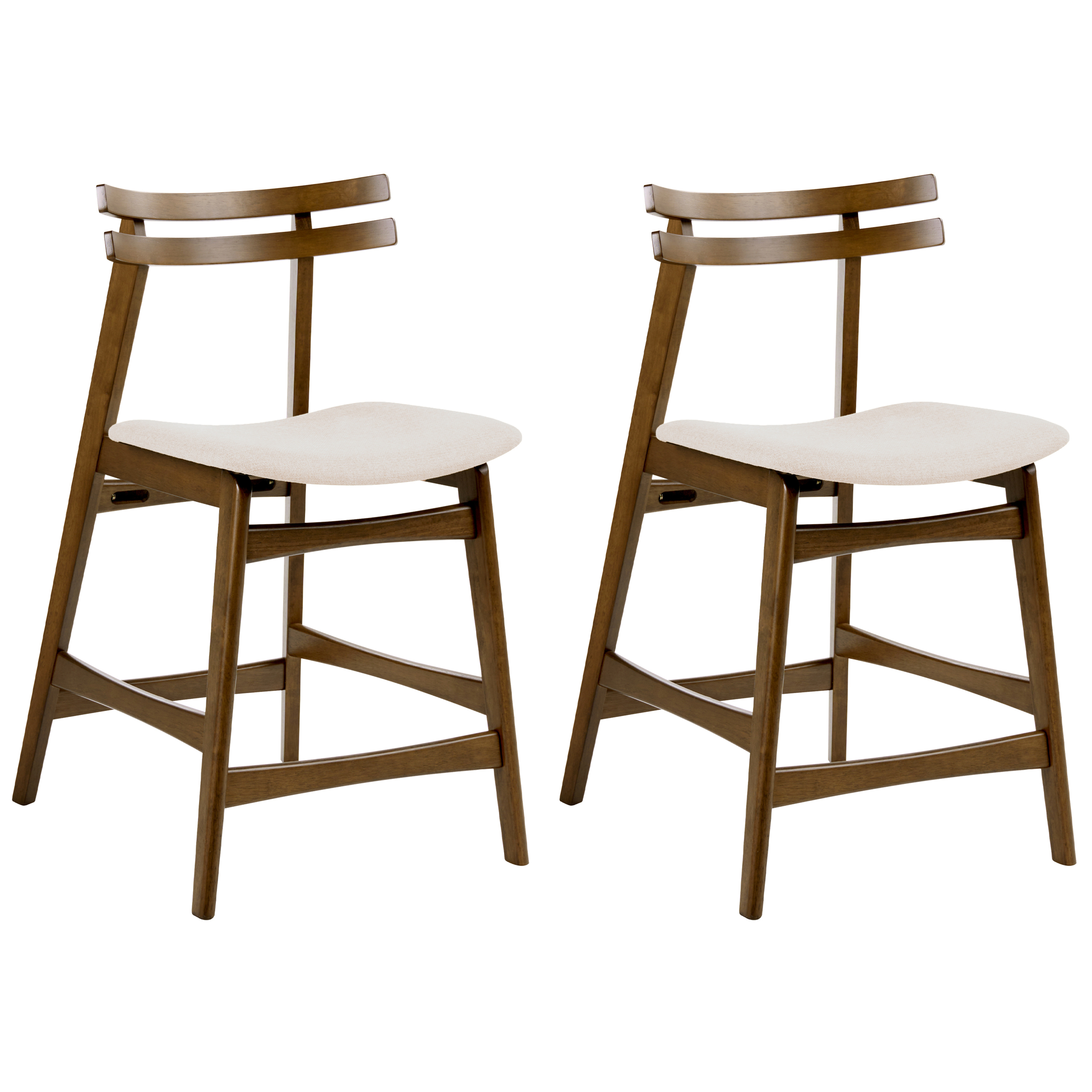 Set med 2 barstolar CYNTHIANA Trä Brun/ Off-White