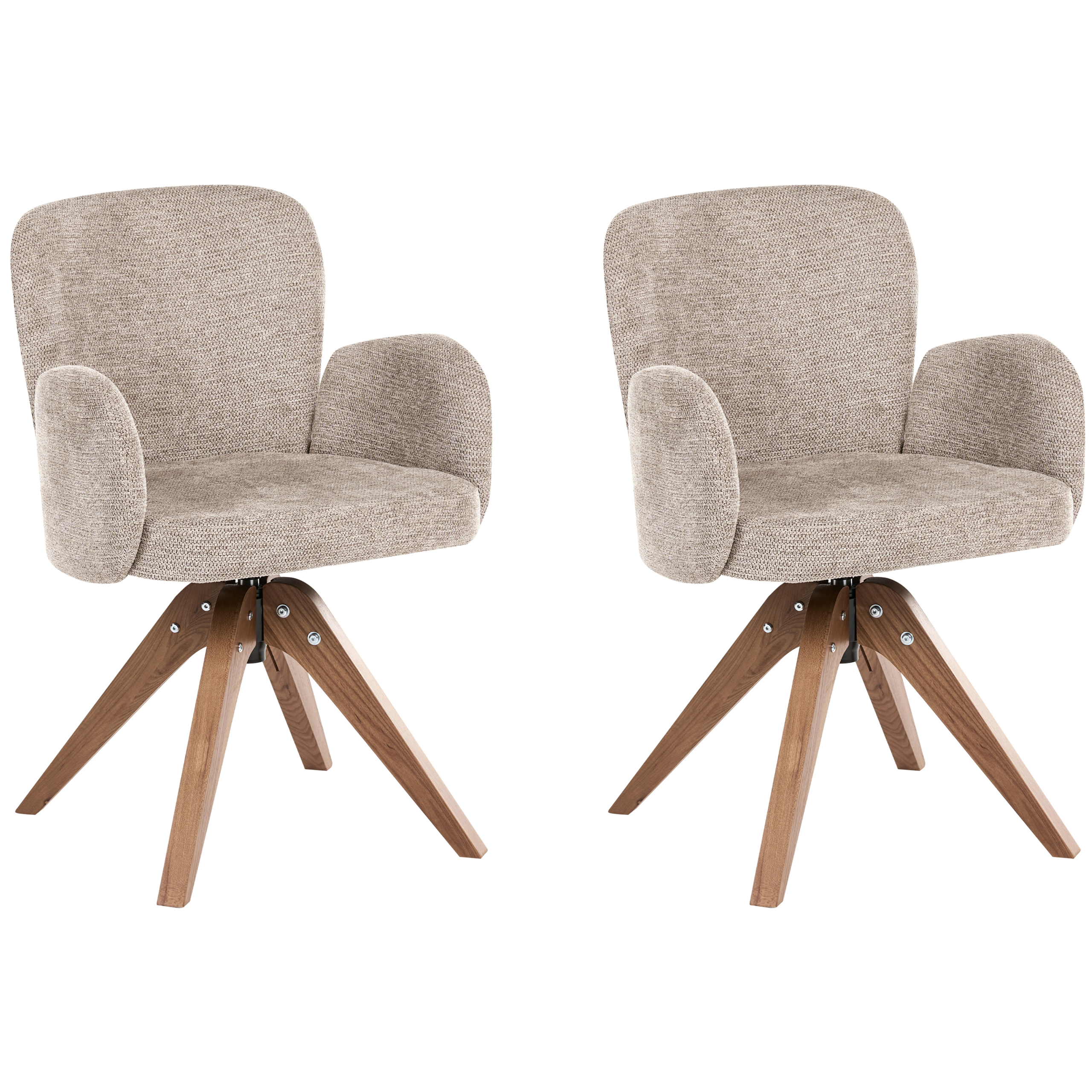 Set med 2 matstolar Vridbar JEAN Taupe