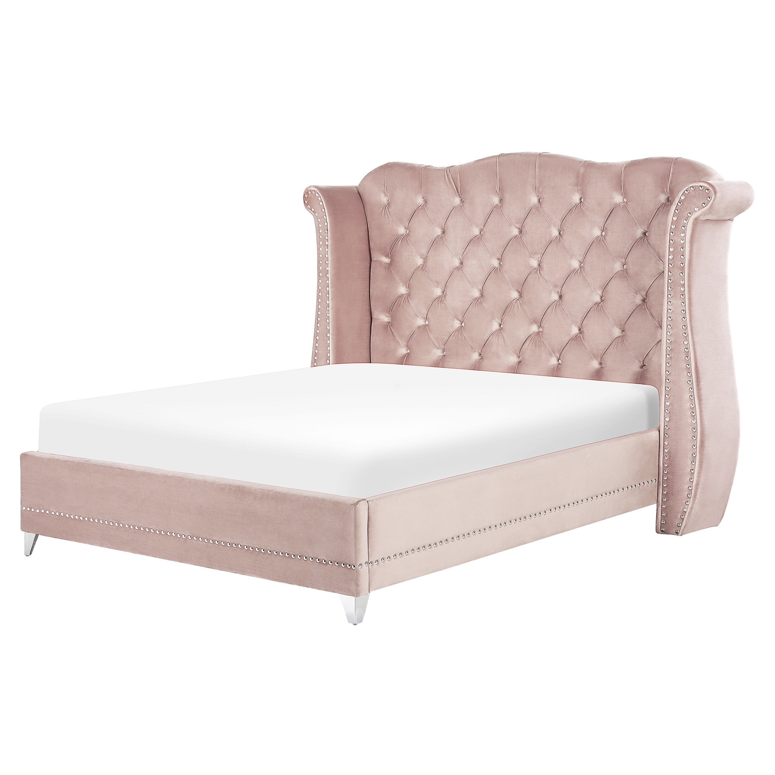 Säng med lamellram Sammet AYETTE 180 x 200 cm Pastellrosa