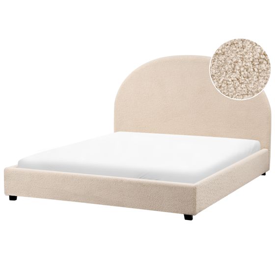 Säng med lamellram Bouclé VAUCLUSE 140 x 200 cm Beige