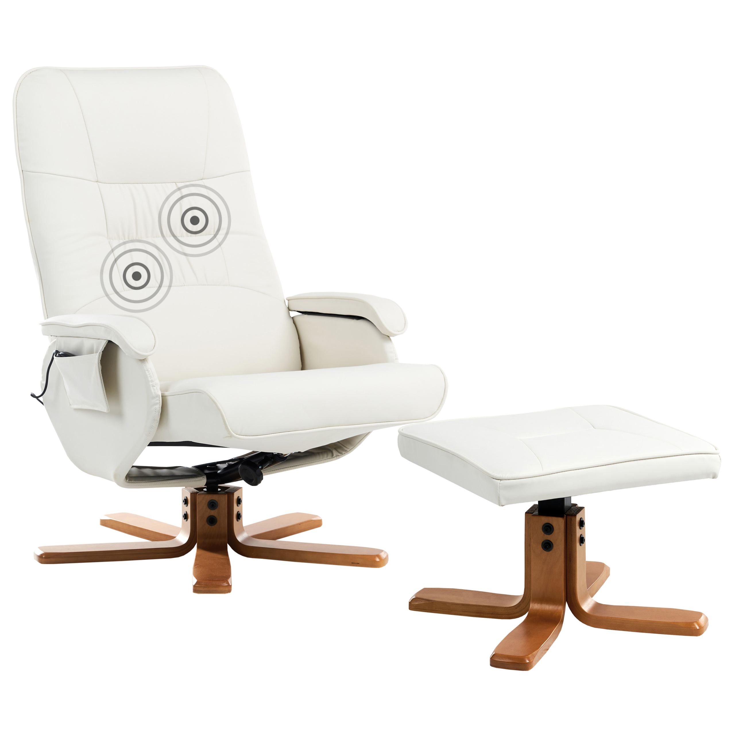 Massagestol RELAXPRO med fotpall Konstläder Off-White