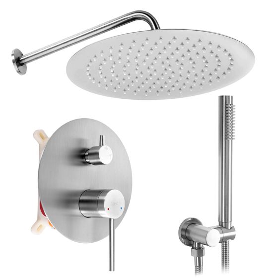 REA Inbyggt Duschset Foss Clif Borstad Nickel, 40x18x21cm