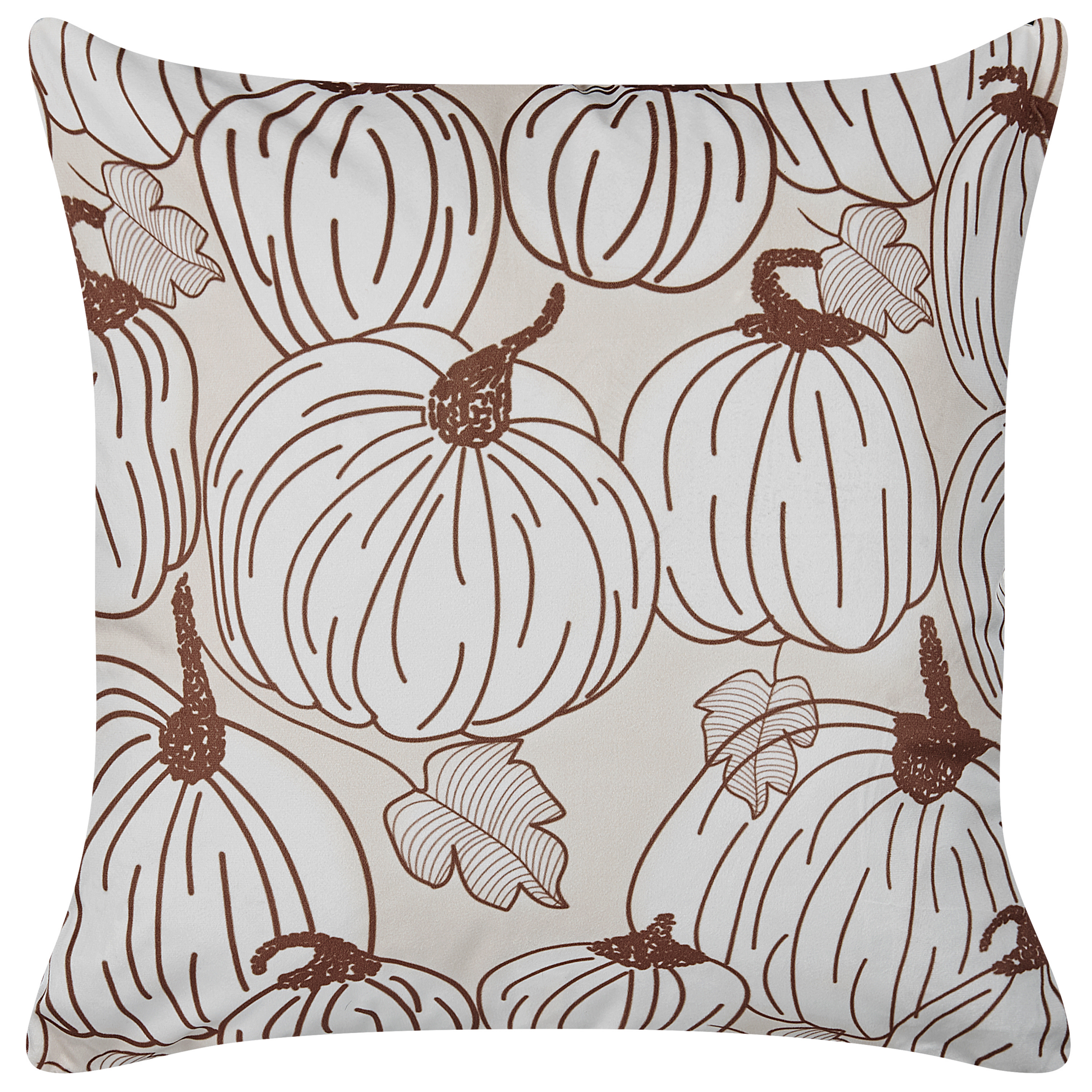 Prydnadskudde GOURD 45 x 45 cm Sammet Beige Växtmotiv