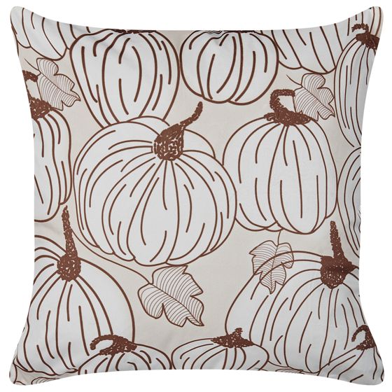 Prydnadskudde GOURD 45 x 45 cm Sammet Beige Växtmotiv