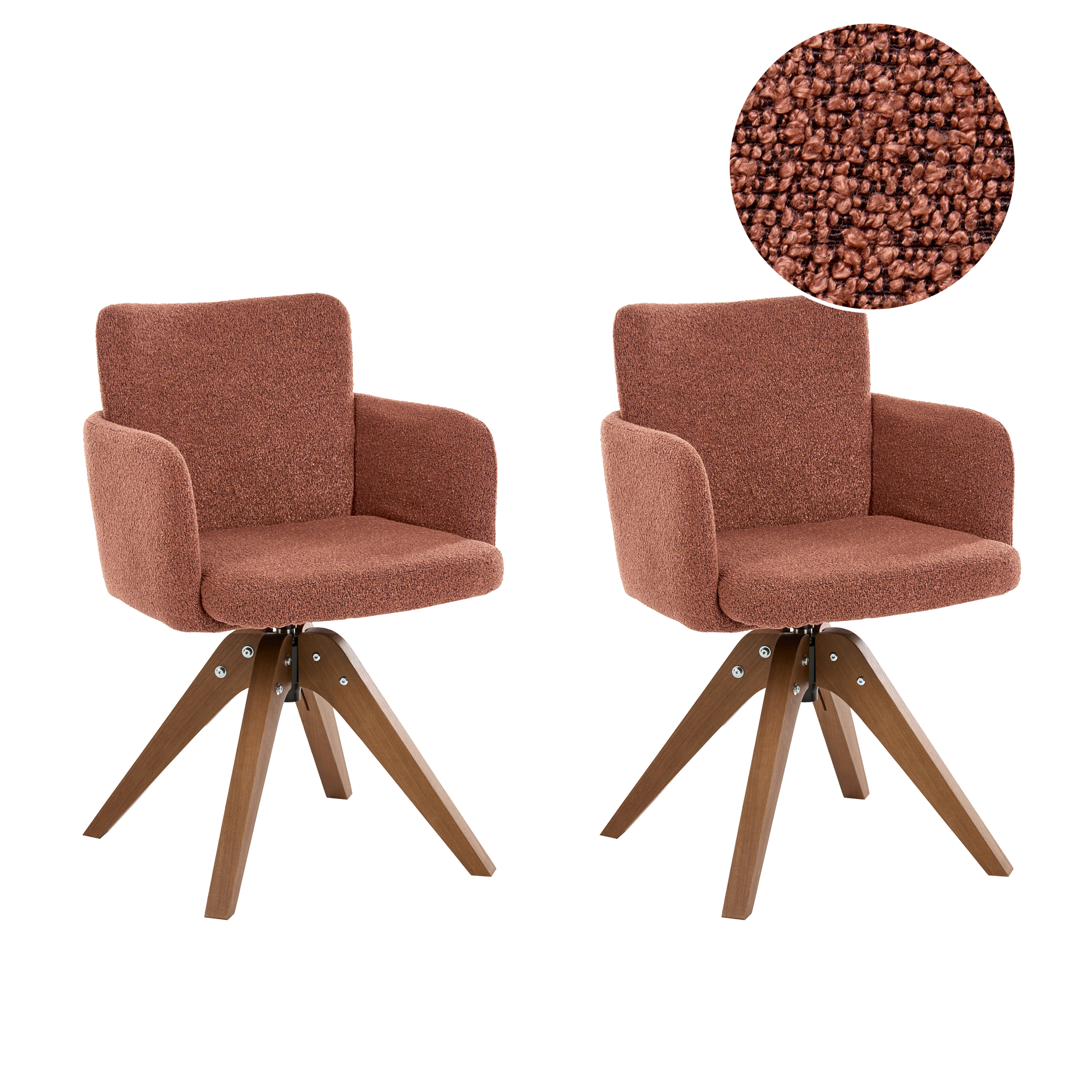 Set med 2 matstolar Vridbar EVELYN Bouclé Orange