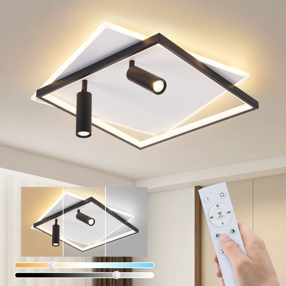 NETTLIFE LED-taklampa för vardagsrummet: dimbar 62 W vardagsrumslampa med två svarta taklampor med fjärrkontroll