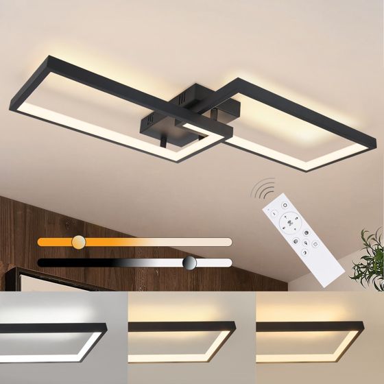 NETTLIFE dimbar, LED-taklampa med fjärrkontroll, 40W, metall, modern, sovrum, kökslampa
