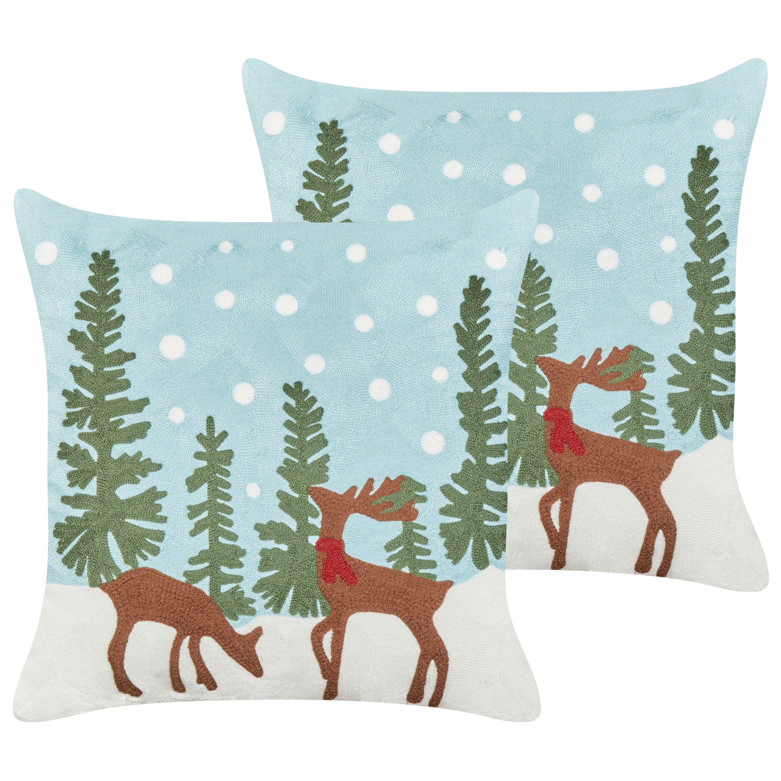 Set med 2 prydnadskuddar PEPPERMINT 45 x 45 cm Bomull Ljusblå
