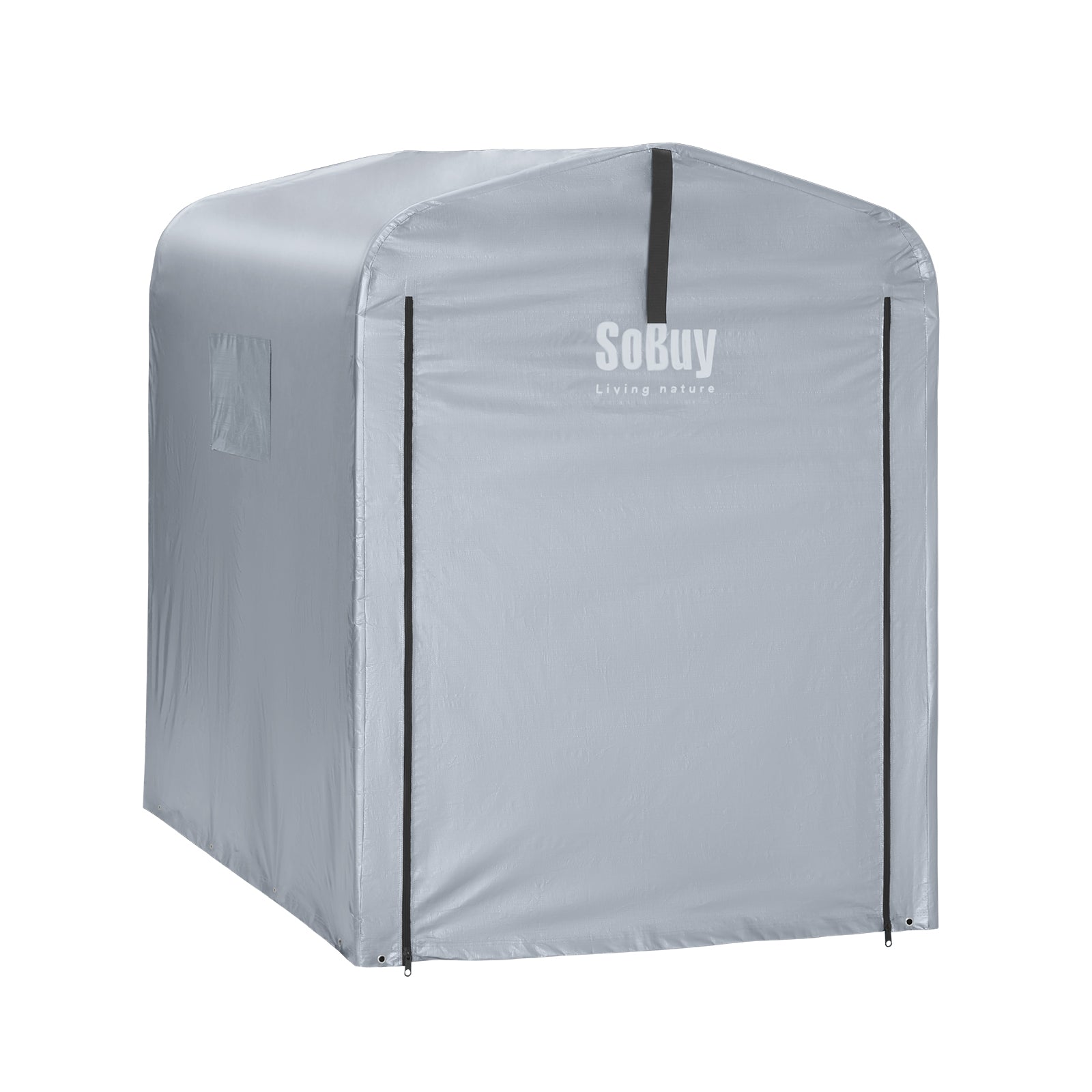 SoBuy Väderbeständig presenning för cykelgarage/utrustningsskjul – UV-skydd, regnskydd, utomhuspresenning för trädgård, terrass (utan ram), silver, 120 x 176 x 163 cm SDA11-SIL