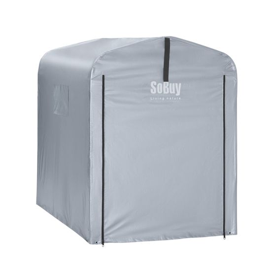 SoBuy Väderbeständig presenning för cykelgarage/utrustningsskjul – UV-skydd, regnskydd, utomhuspresenning för trädgård, terrass (utan ram), silver, 120 x 176 x 163 cm SDA11-SIL