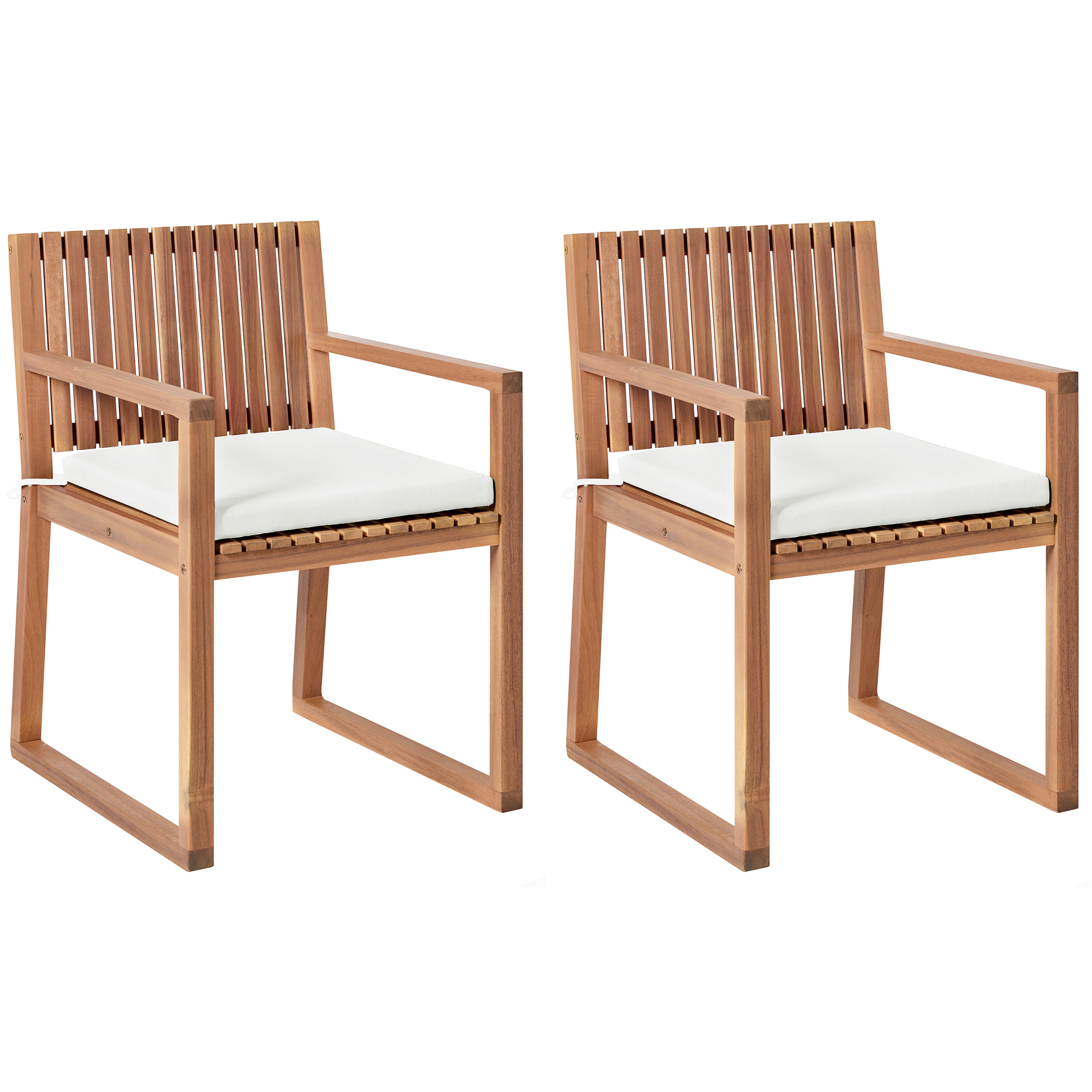 Set med 2 stolar med dynor SASSARI II PREMIUM Certifierat akaciaträ Off-White