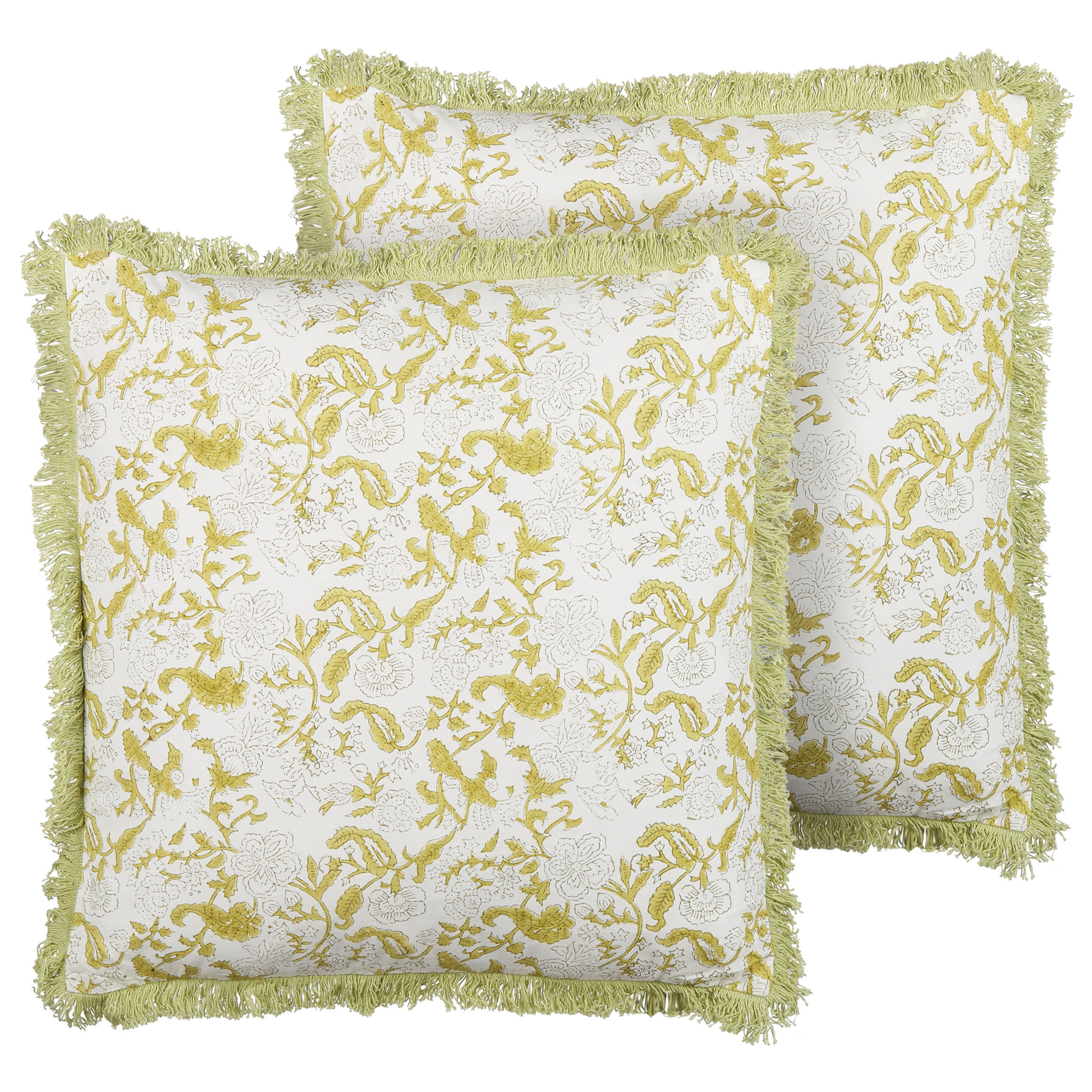 Set med 2 prydnadskuddar FILIX 45 x 45 cm Bomull Grön Blommigt tryck