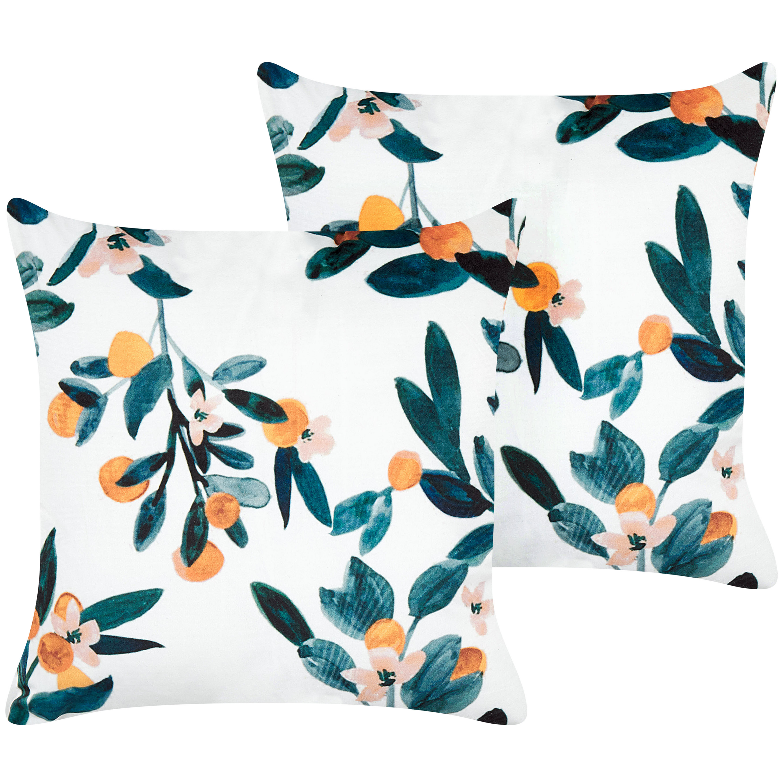 Set med 2 prydnadskuddar KNAUTIA 45 x 45 cm Sammet Flerfärgad Växtmotiv