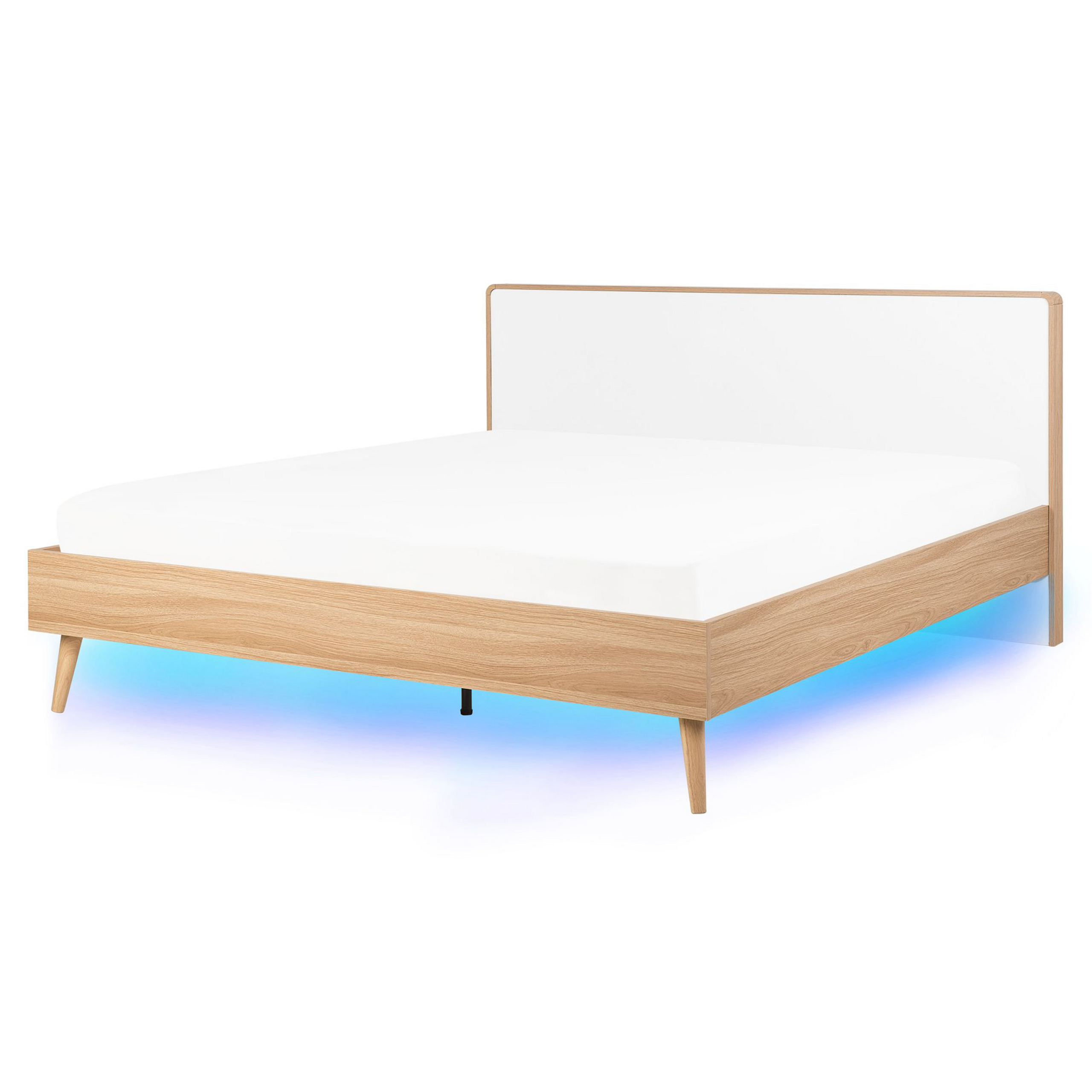 Säng med LED-belysning SERRIS 160 x 200 cm Ljusbrun