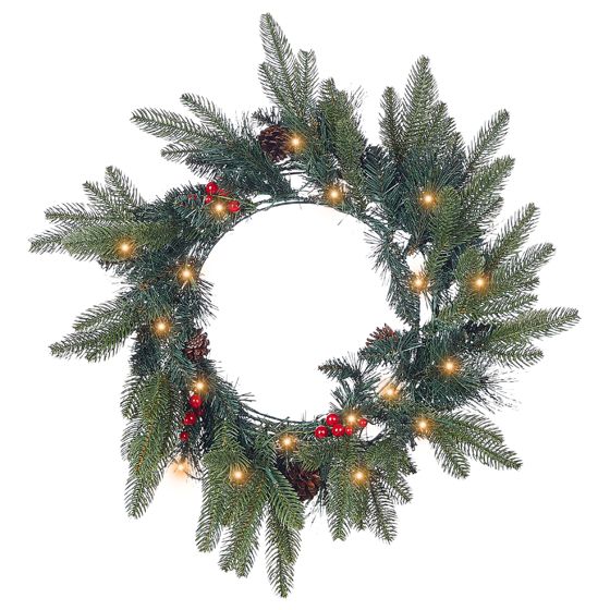 Julkrans LED WHITEHORN 50 cm Mörkgrön
