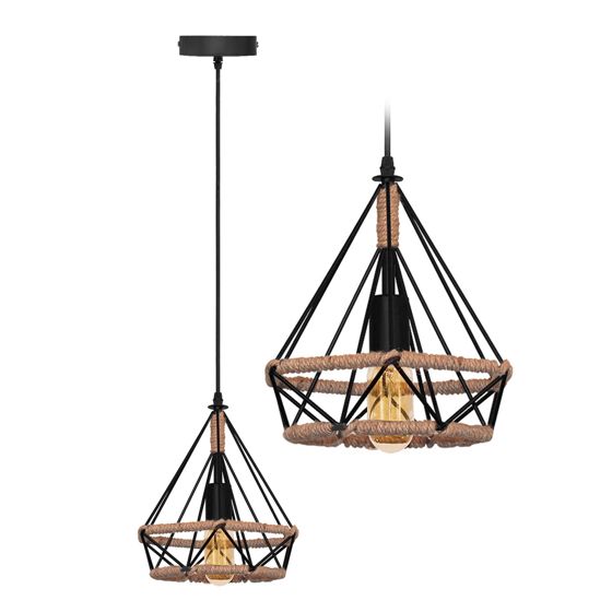 TOOLIGHT hängande taklampa APP678-1CP LOFT BOHO Svart 25x25x25cm