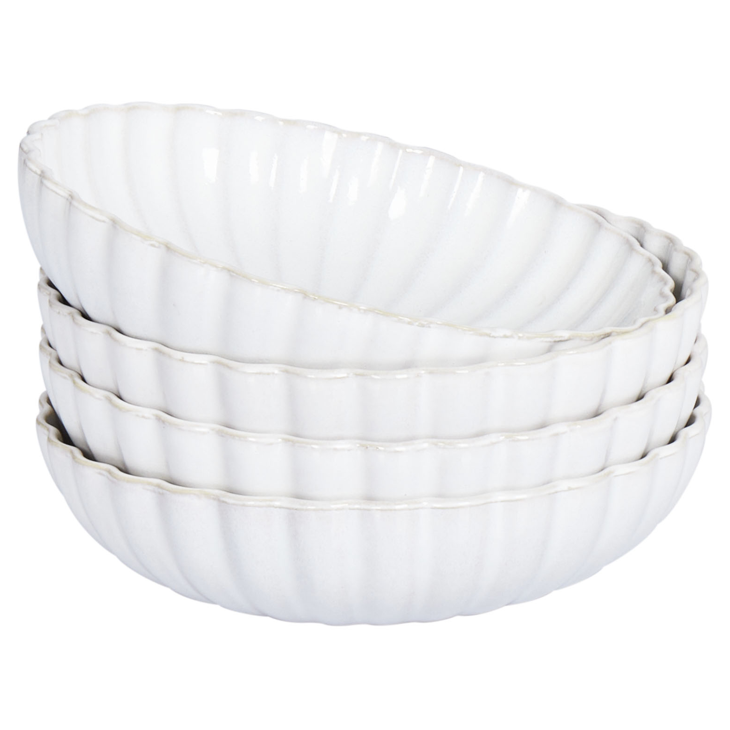 Set med 4 djupa tallrikar NETTLE Stengods Off-White 20 cm