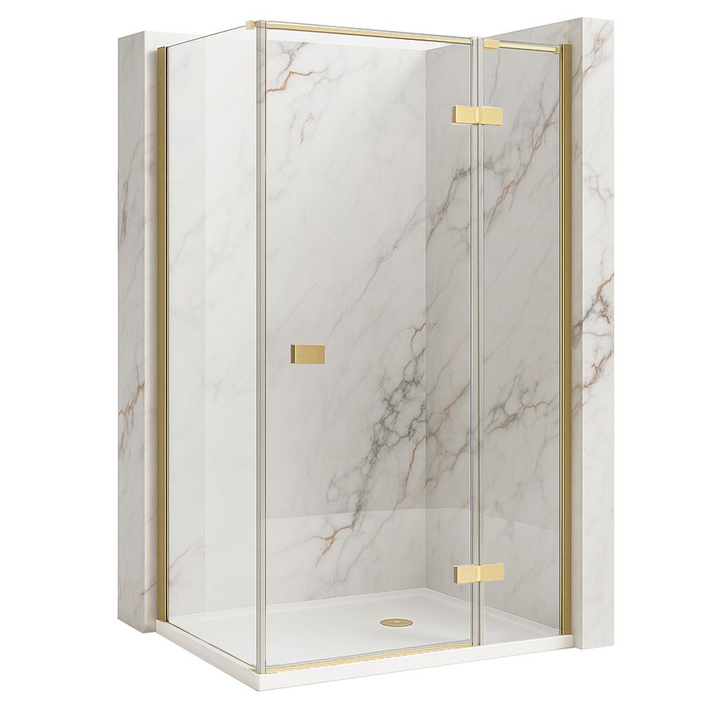 REA Duschkabin Atlas 100x90 Höger Borstat Guld, 100x90x200cm