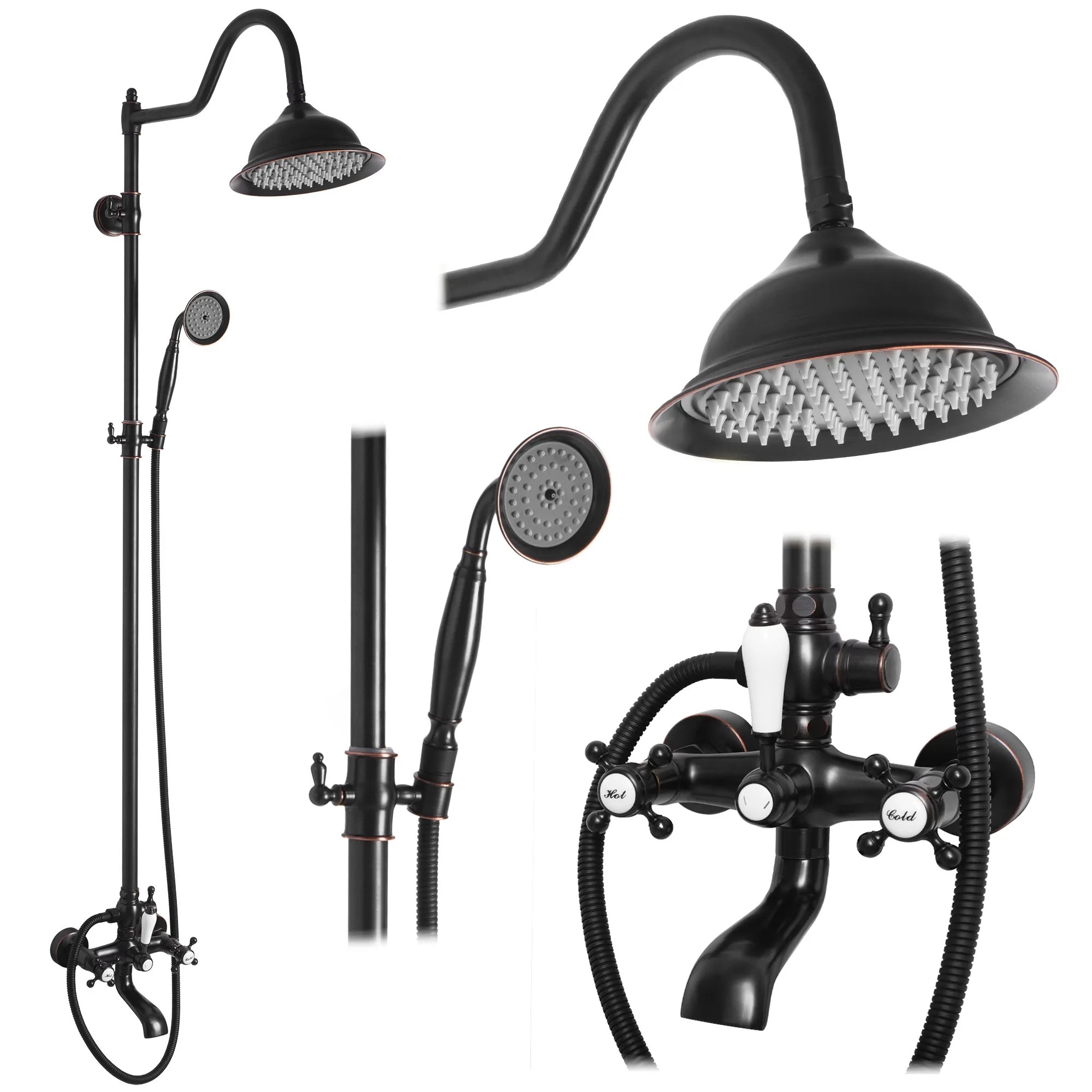 REA Duschset BERGAMO Svart, 50x21x150cm