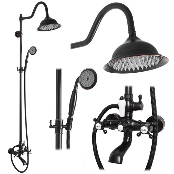 REA Duschset BERGAMO Svart, 50x21x150cm
