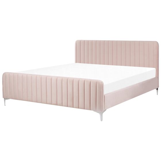 Säng med lamellram Sammet LUNAN 180 x 200 cm Pastellrosa