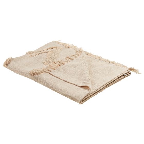 Pläd FATEHPUR Bomull 130 x 180 cm Beige