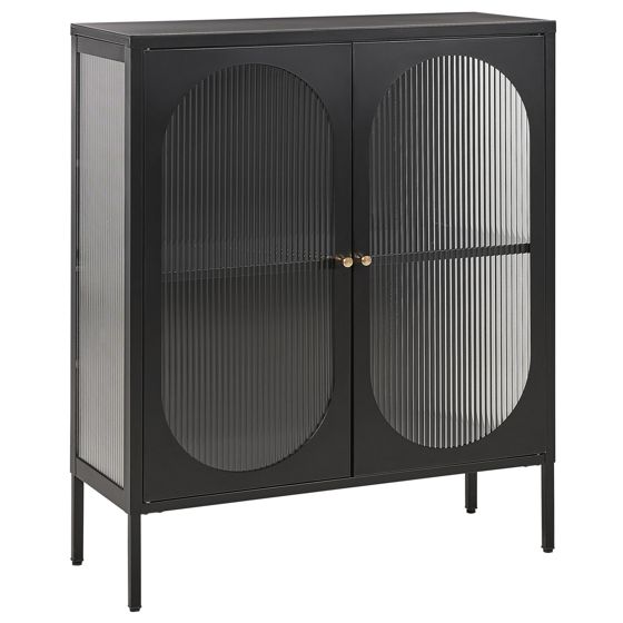 Vitrinskänk i glas SARRE 90 cm Metall Svart