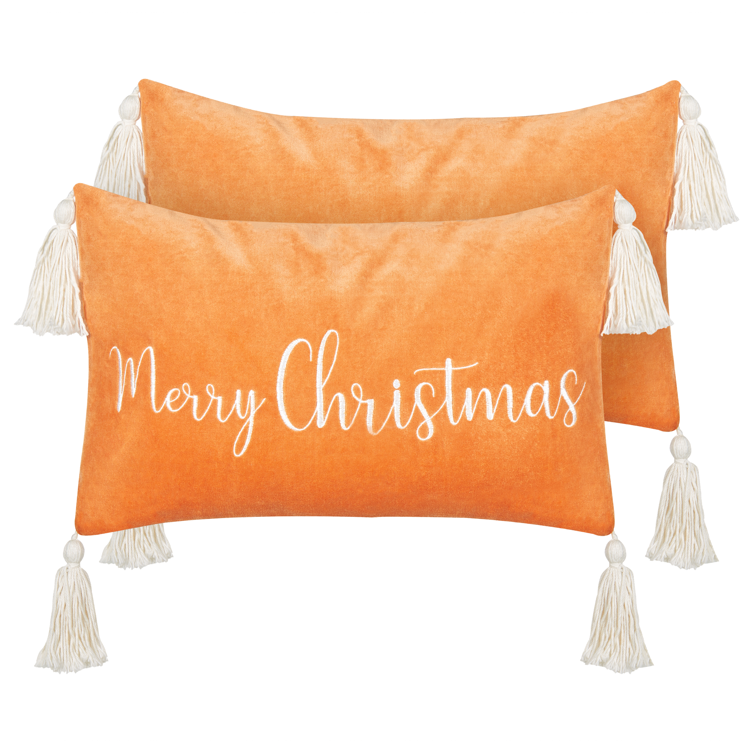 Set med 2 prydnadskuddar LITHOPS 30 x 50 cm Sammet Orange Julmotiv