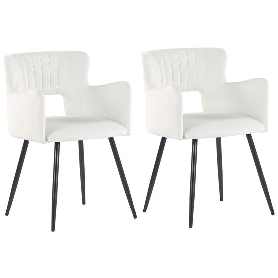 Set med 2 matstolar SANILAC Sammet Vit