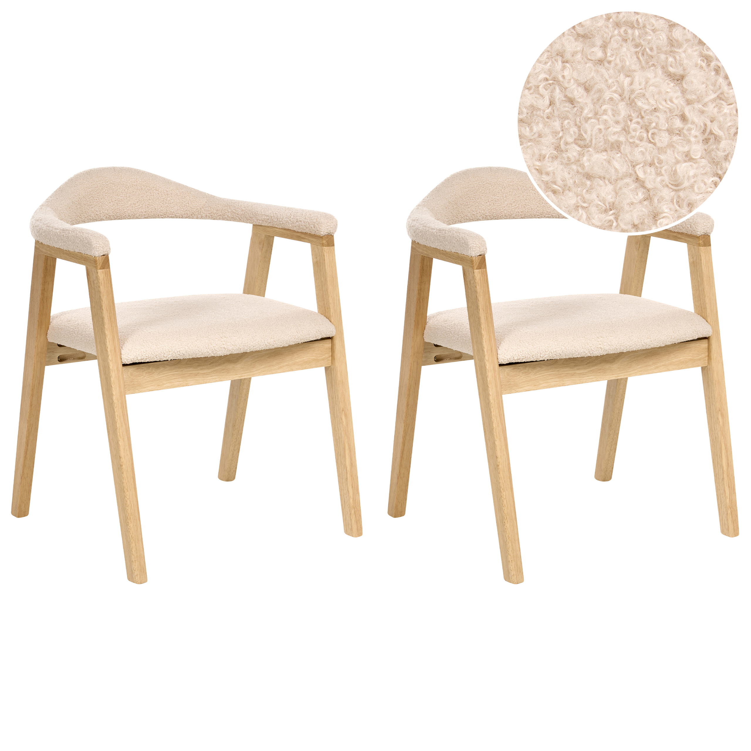Set med 2 matstolar ONECO Trä Ljusbrun/ Ljusbeige