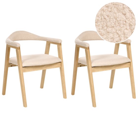 Set med 2 matstolar ONECO Trä Ljusbrun/ Ljusbeige