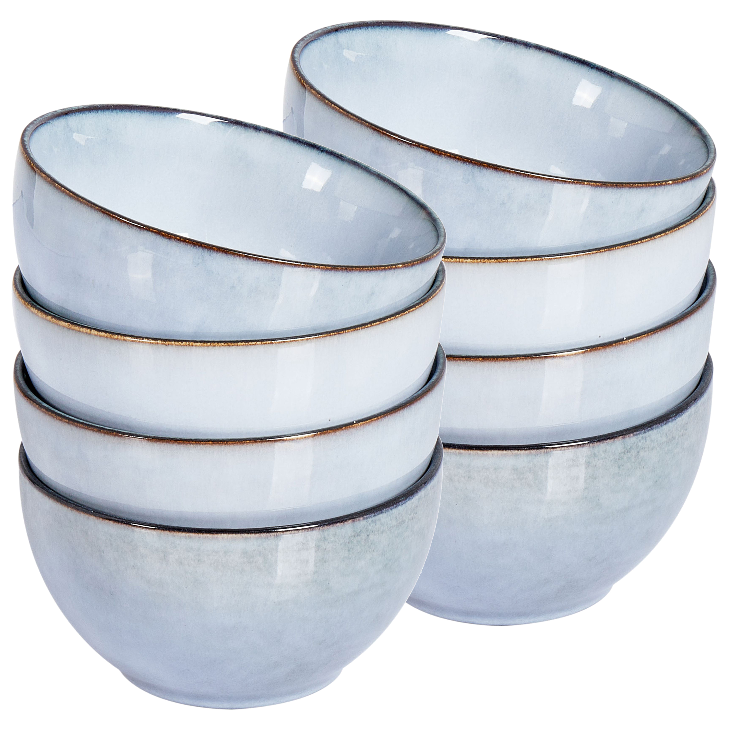 Set med 8 skålar JUNIPER Stengods Ljusblå 14 cm