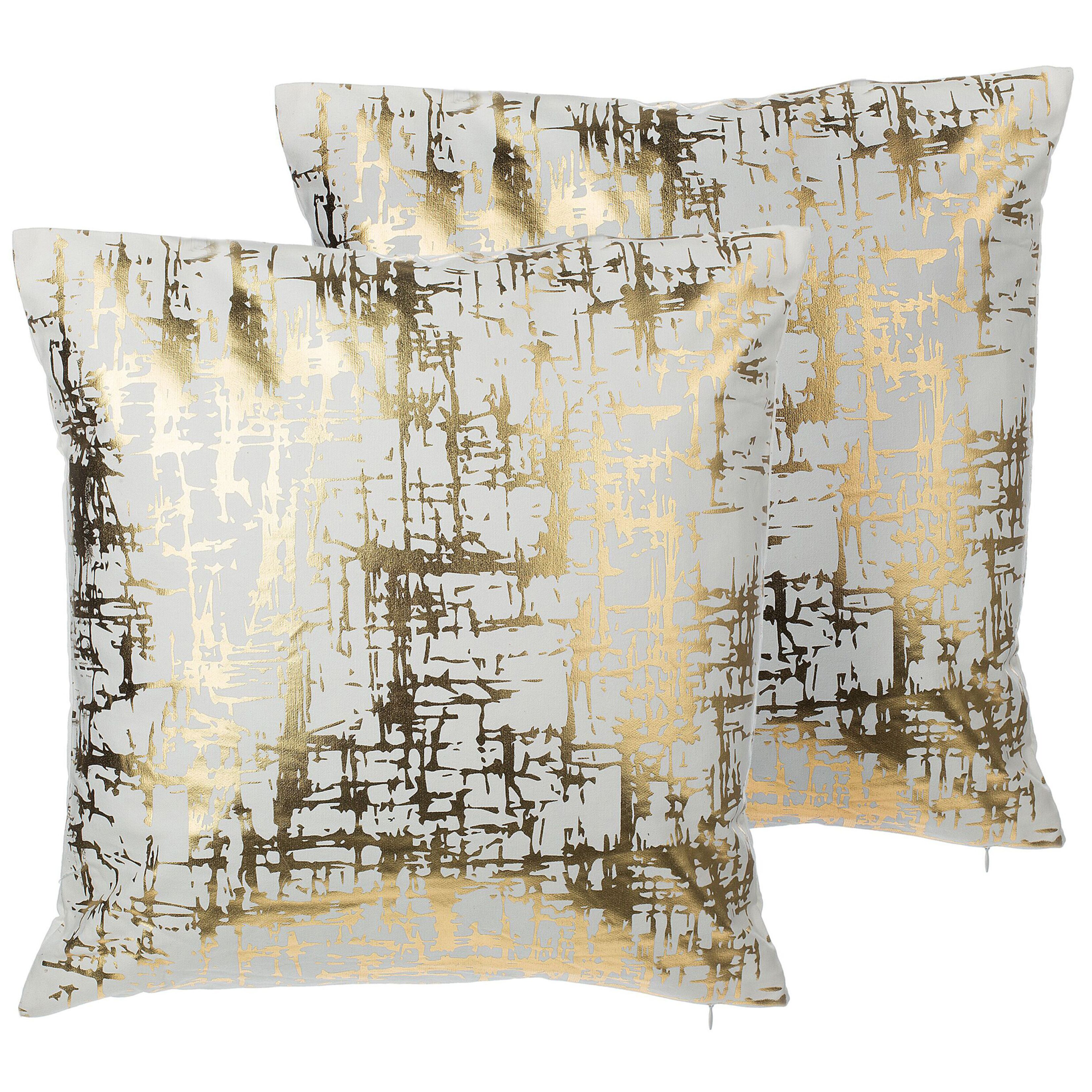 Set med 2 prydnadskuddar GARDENIA 45 x 45 cm Bomull Guld Abstrakt tryck