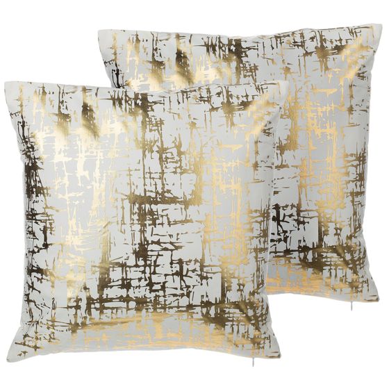 Set med 2 prydnadskuddar GARDENIA 45 x 45 cm Bomull Guld Abstrakt tryck