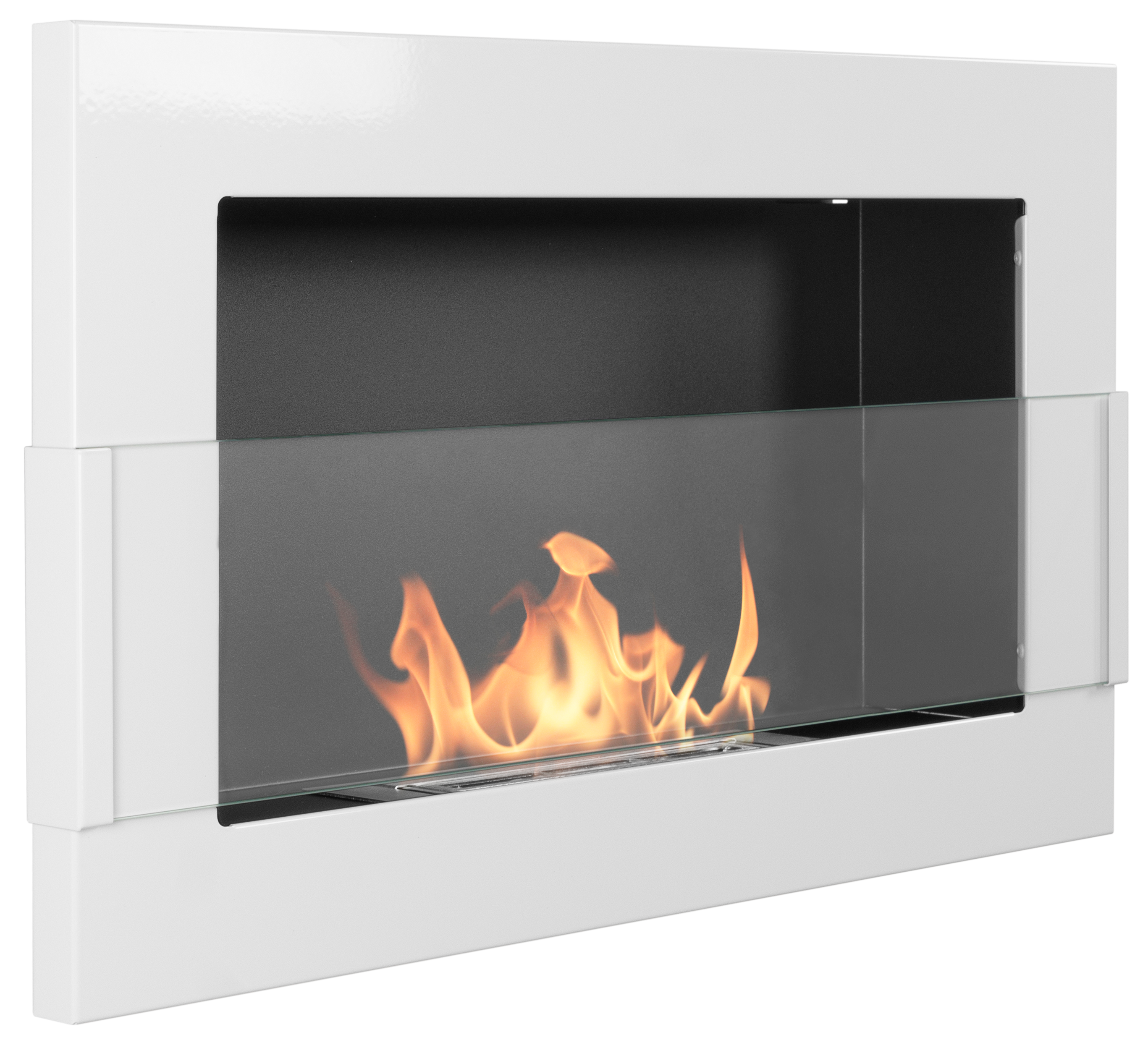 bioetanolkamin väggmonterad 650 × 400 – blank vit