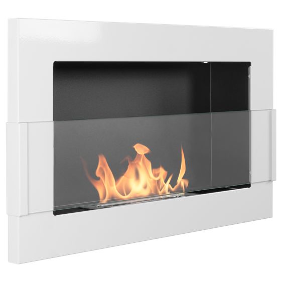 bioetanolkamin väggmonterad 650 × 400 – blank vit