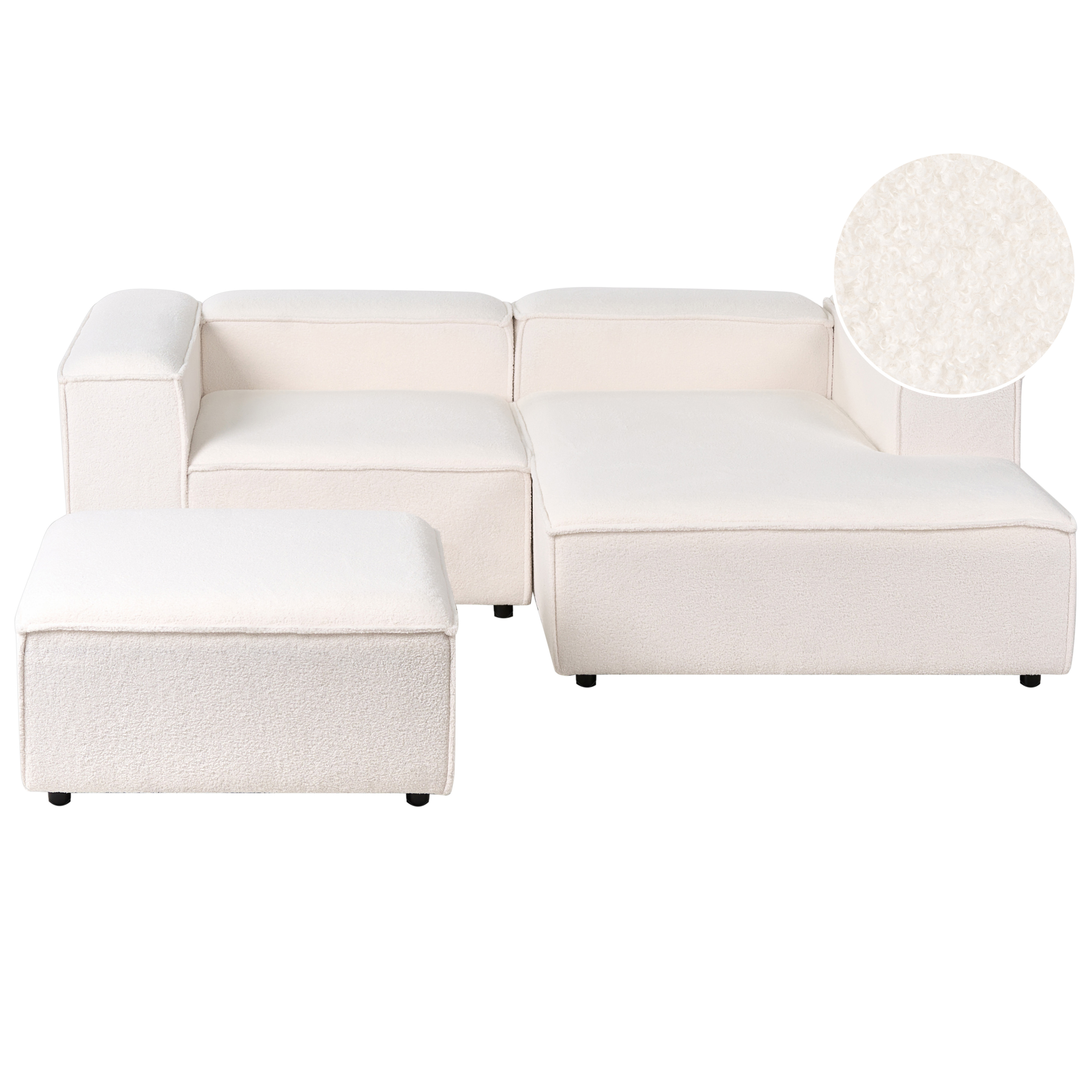 Modulär hörnsoffa 2-sits ARDAL med fotpall Bouclé Off-White Vänstervänd