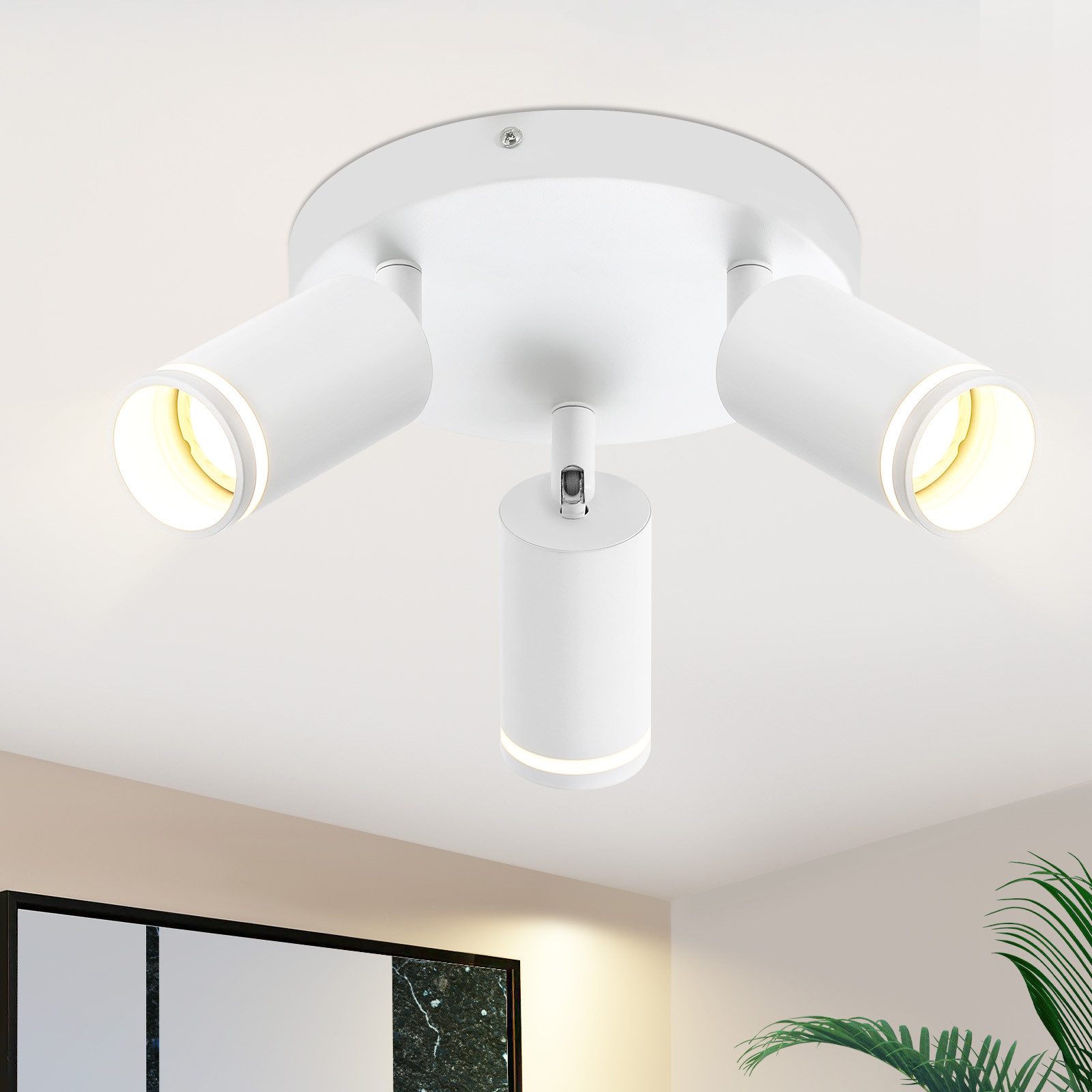 NETTLIFE LED - taklampa med 3 lågor - vit taklampa GU10 vridbar spotlight trävägglampa utan glödlampa