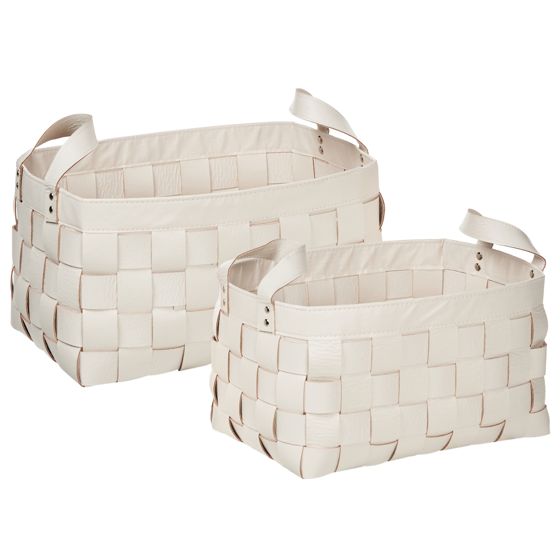 Set med 2 korgar SIPPAR Konstläder Beige