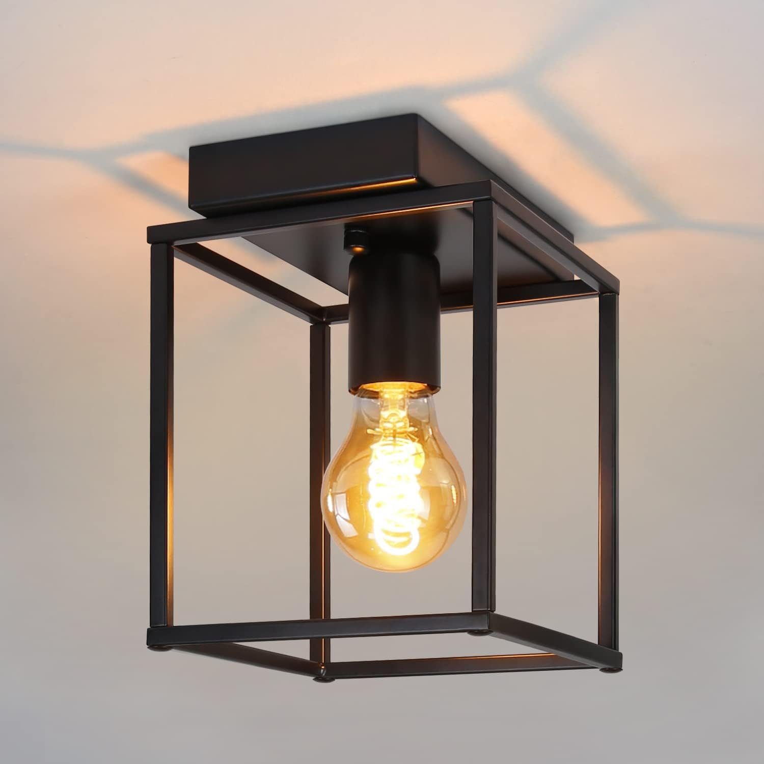 NETTLIFE Retro LED - taklampa, svart industriell Lampa för sovrum, vardagsrum vintage - metalllampa, hall Kök