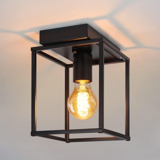 NETTLIFE Retro LED - taklampa, svart industriell Lampa för sovrum, vardagsrum vintage - metalllampa, hall Kök