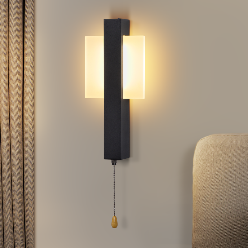 NETTLIFE Svart inomhustak- eller vägglampa med LED-belysning, med strömbrytare - Modern svart halllampa, varmvit 3000 K, 6 W