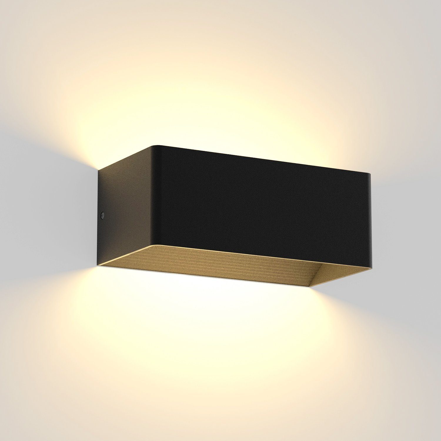 NETTLIFE LED-vägglampa för inomhusbruk, svart, 5 W, upp-/nedljus, trappbelysning, justerbar ljuskägla, 3000 K varmvit