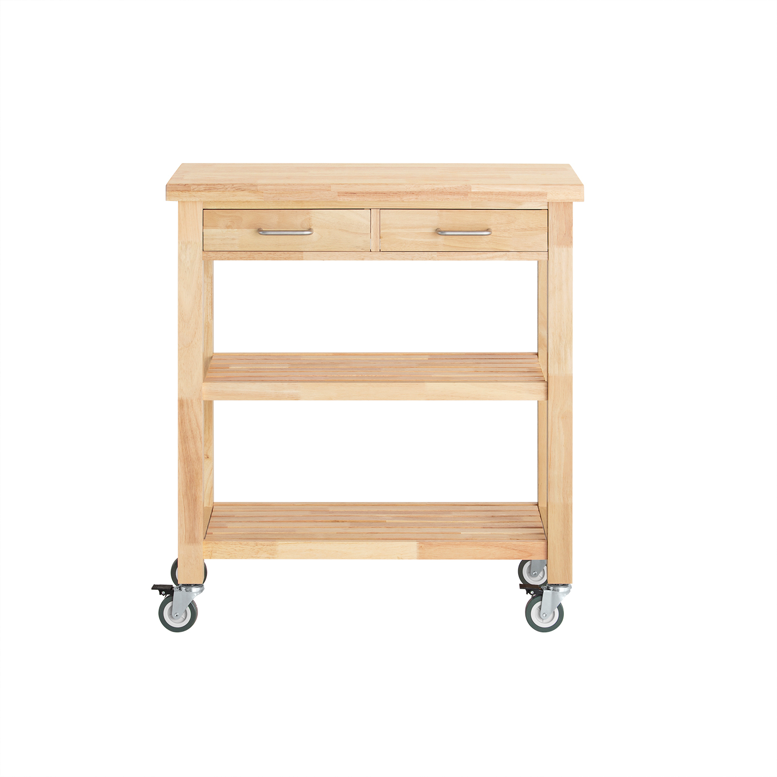 Kökshjulbord med två lådor och två hyllor, natural, 80.0x40.0x90.0 cm, FKW24-II-N