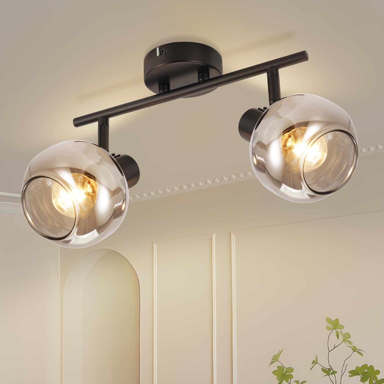 NETTLIFE takspotlight svart takspotlight GU10-2 355° roterande modern